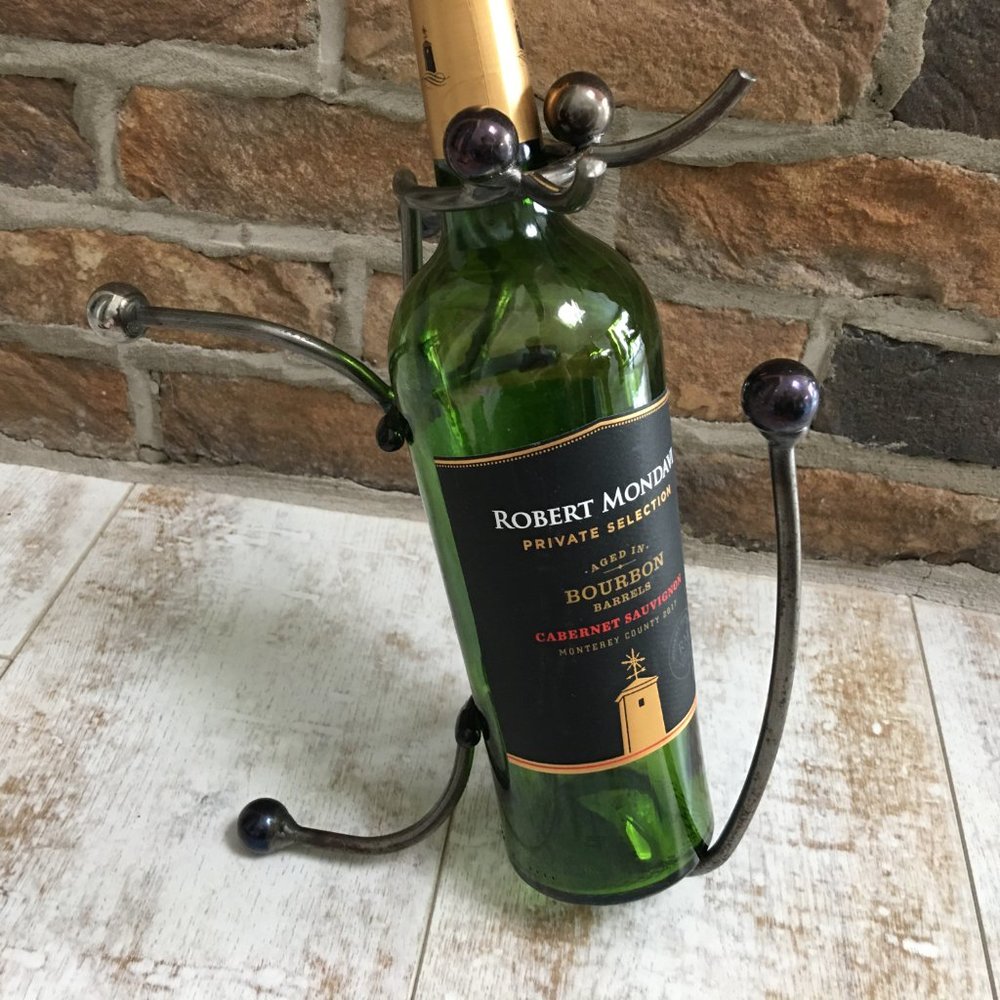 Artisan Created Iron Bottle Holder/Garden Design (1)